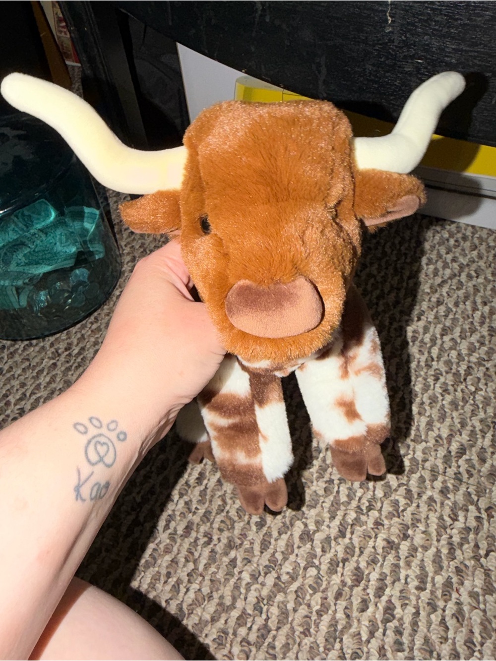 Plush Brown Longhorn Stuffed Animal - Soft Cow Plush Toy